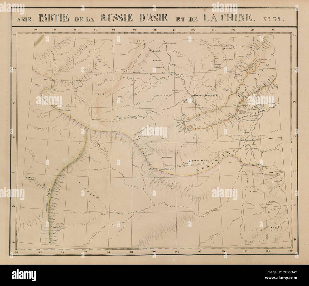 Russie d'Asie & Chine #32 Lake Baikal. Russia Mongolia VANDERMAELEN 1827 map Stock Photo