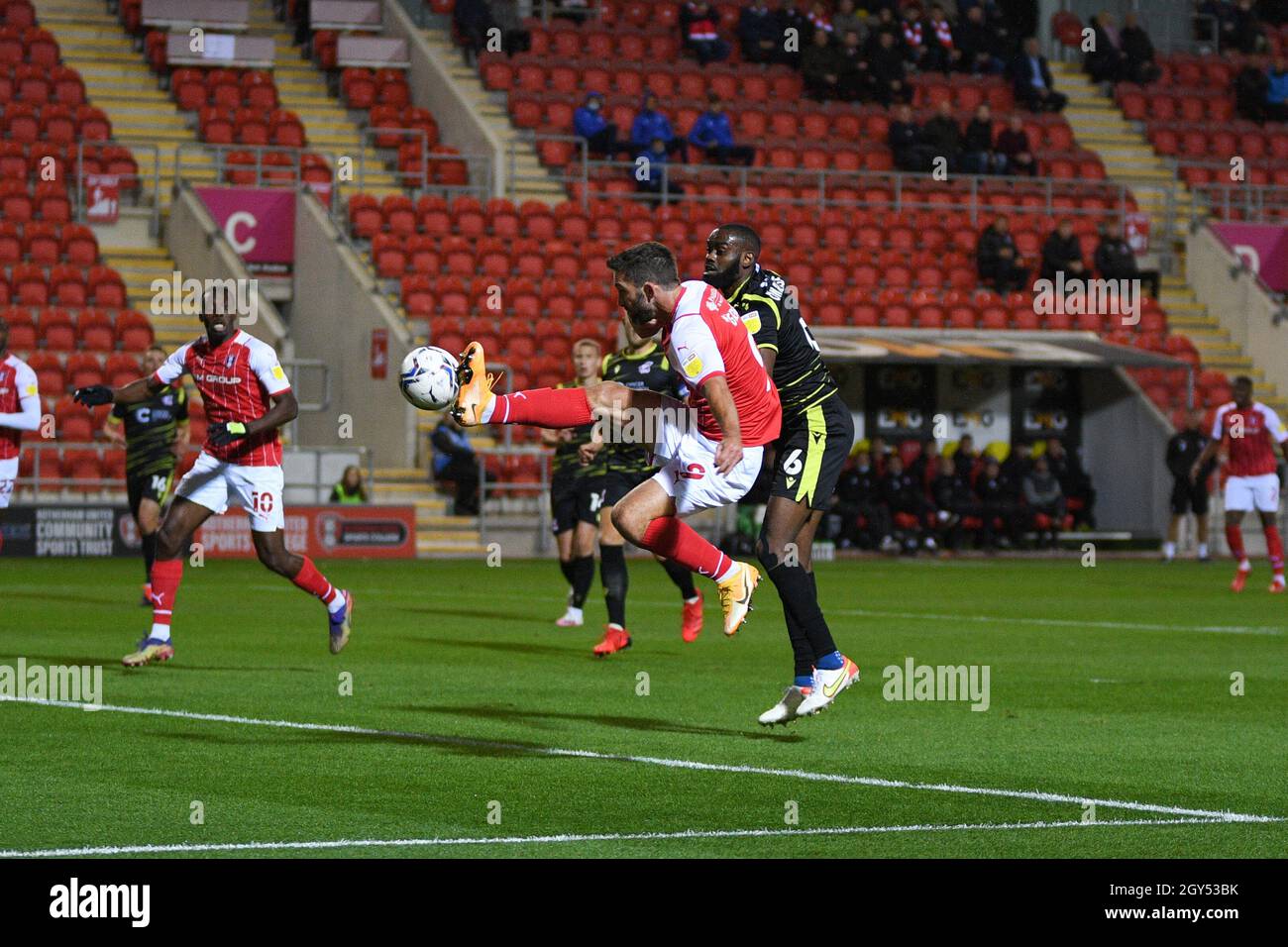 Rotherham United's Will Grigg opens the scoring.Picture: Liam Ford/AHPIX LTD, Football, EFL, Papa Johns Trophy, Rotherham United v Scunthorpe United, Stock Photo