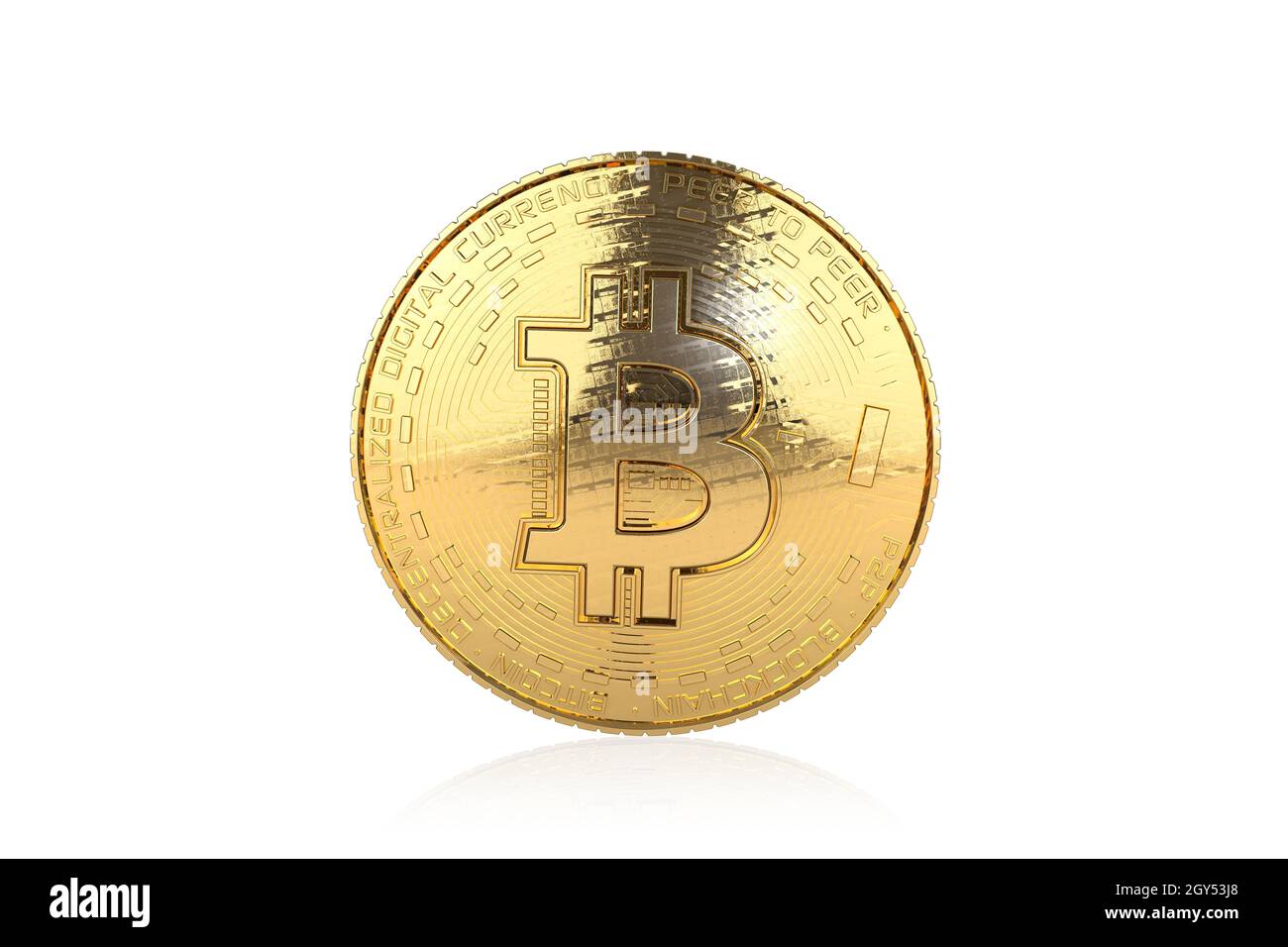 Bitcoin gold coin on white background, virtual cryptocurrency, 3d  illustration Stock Photo - Alamy