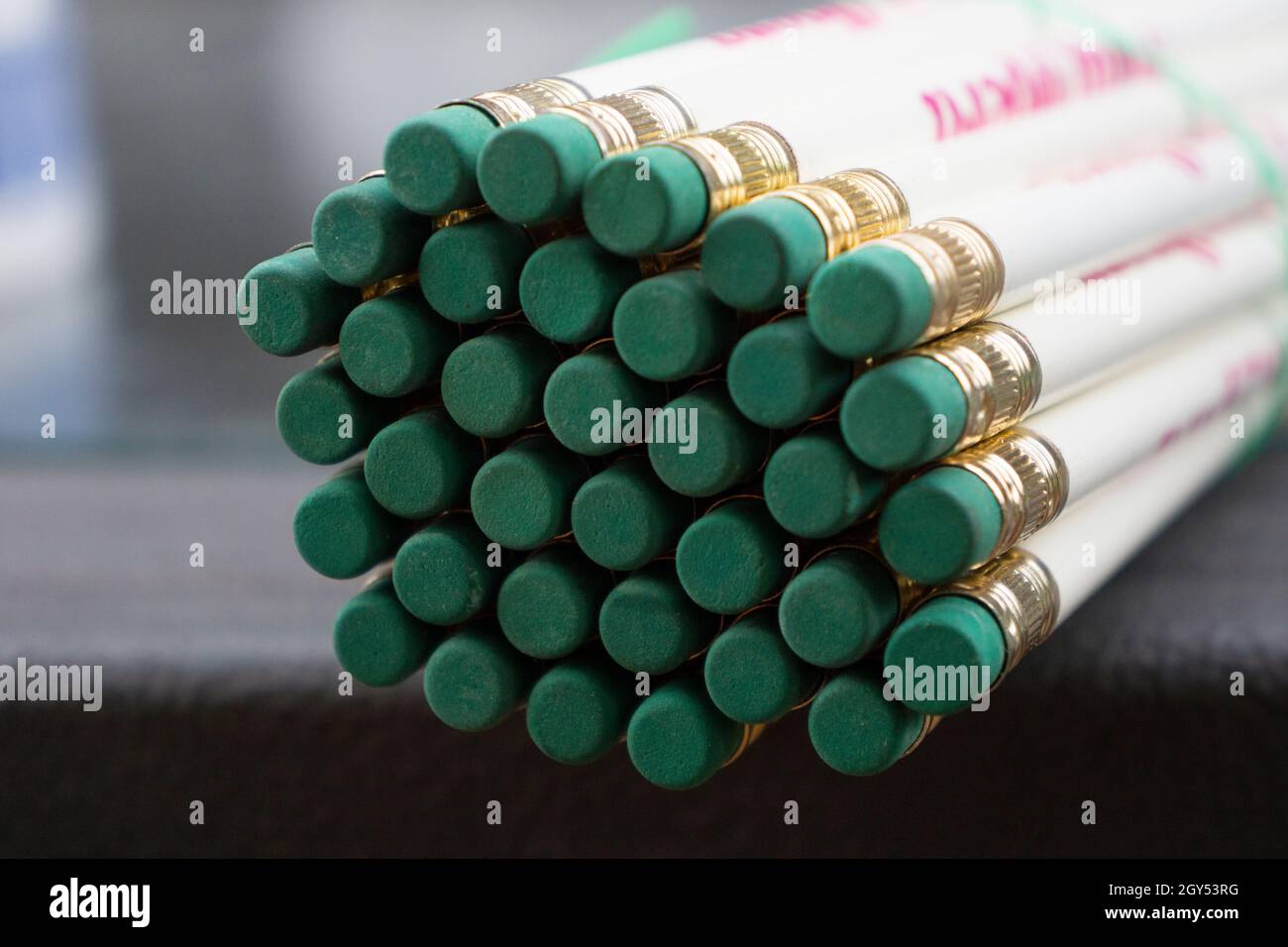 PENCILS AND THEIR ERASERS Stock Photo Alamy