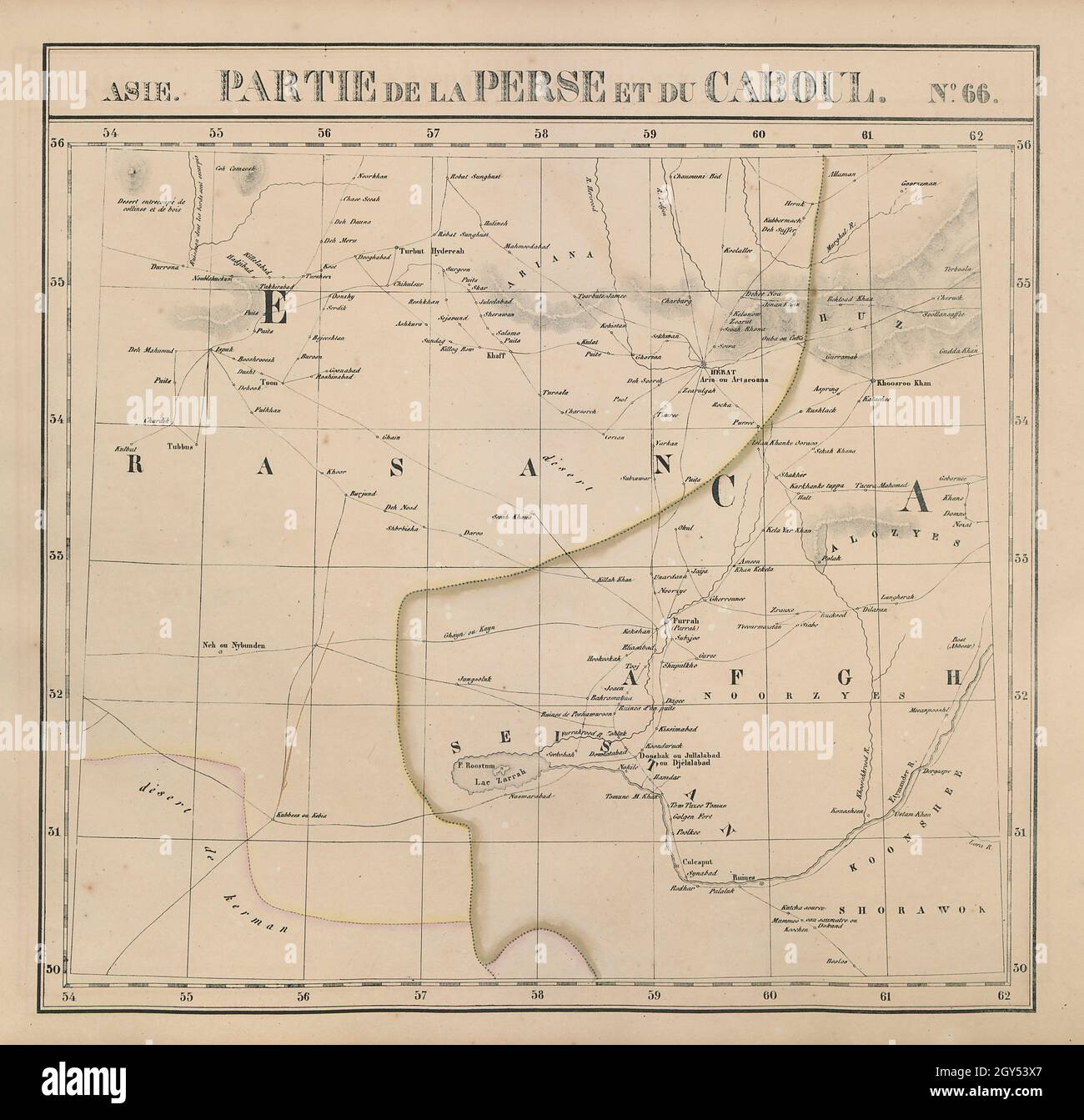 Asie. Partie de la Perse &… Caboul #66 Iran Afghanistan. VANDERMAELEN 1827 map Stock Photo