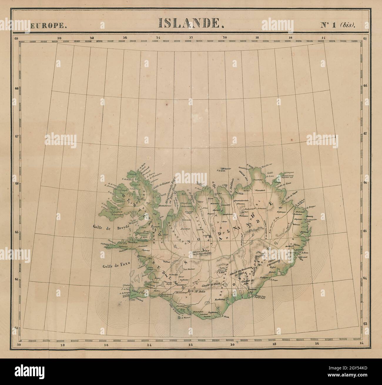 Europe. Islande #1 (bis) Iceland. VANDERMAELEN 1827 old antique map plan chart Stock Photo