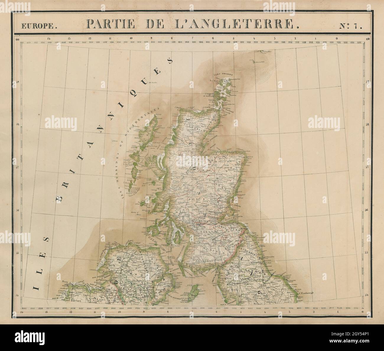 Europe. Angleterre #7 Scotland Ulster Northern England. VANDERMAELEN 1827 map Stock Photo