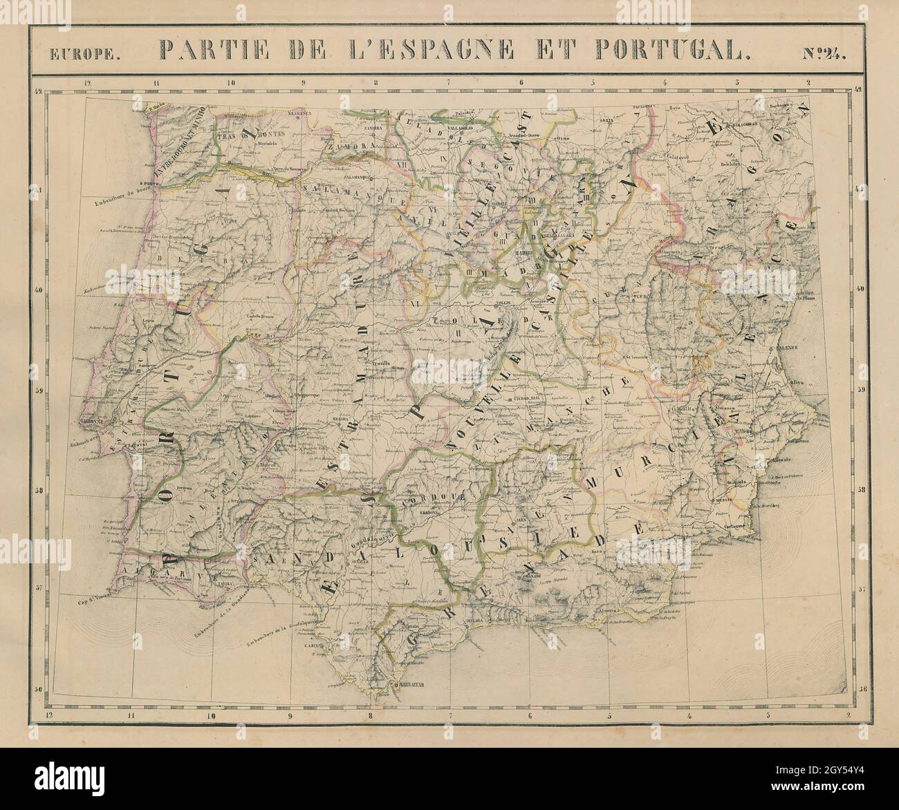 Europe. Espagne & Portugal #24 Southern Spain Portugal. VANDERMAELEN 1827 map Stock Photo