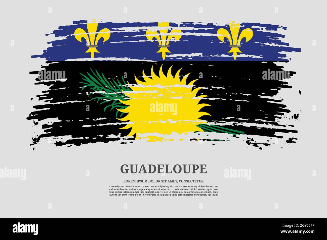 Black guadeloupe flag in grunge brush stroke Vector Image