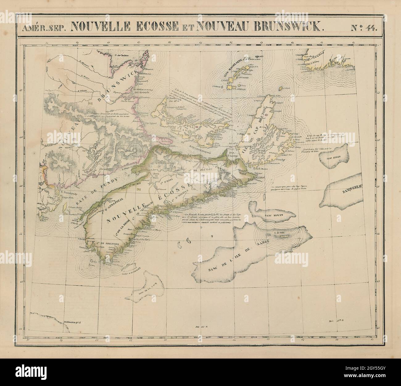 Amér. Sep. Nouvelle Écosse et Nouveau Brunswick #44 Canada VANDERMAELEN 1827 map Stock Photo