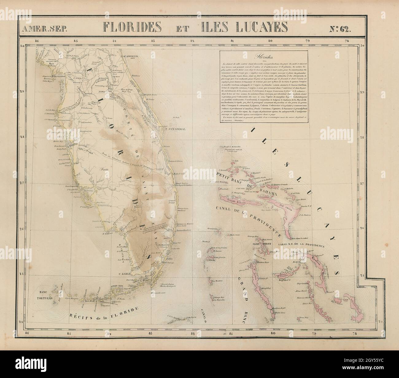 Amér. Sep. Florides et Iles Lucayes 62 Florida & Bahamas. VANDERMAELEN