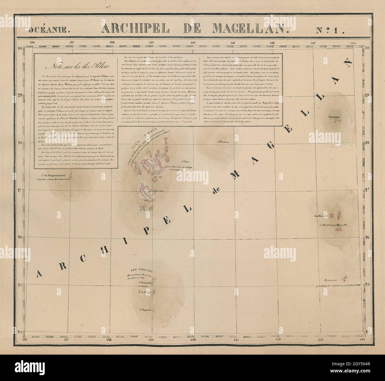 Océanie. Archipel de Magellan #1. Bonin Ogasawara Islands. VANDERMAELEN 1827 map Stock Photo