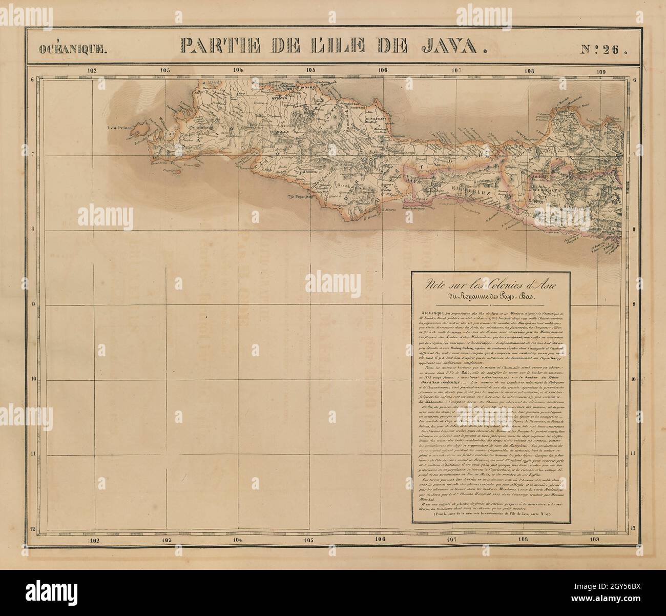 Océanique. Partie de l'ile de Java #26 West Java Indonesia VANDERMAELEN 1827 map Stock Photo