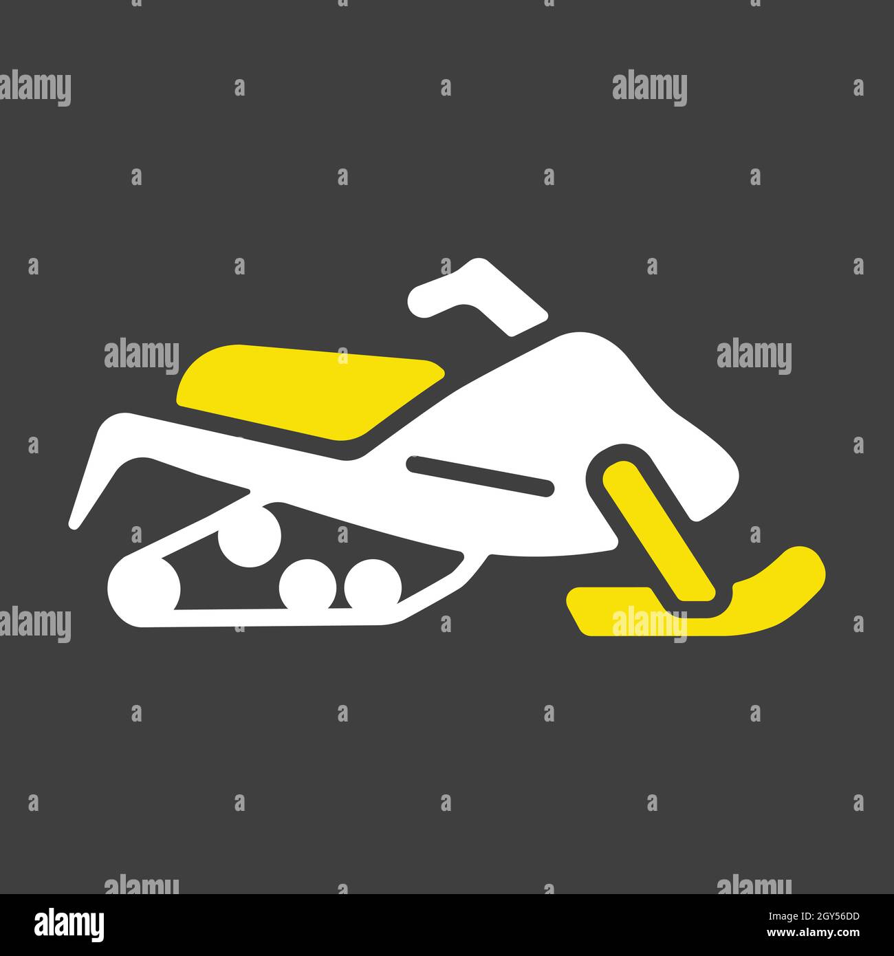 Snowmobile flat vector glyph icon on dark background. Graph symbol for ...