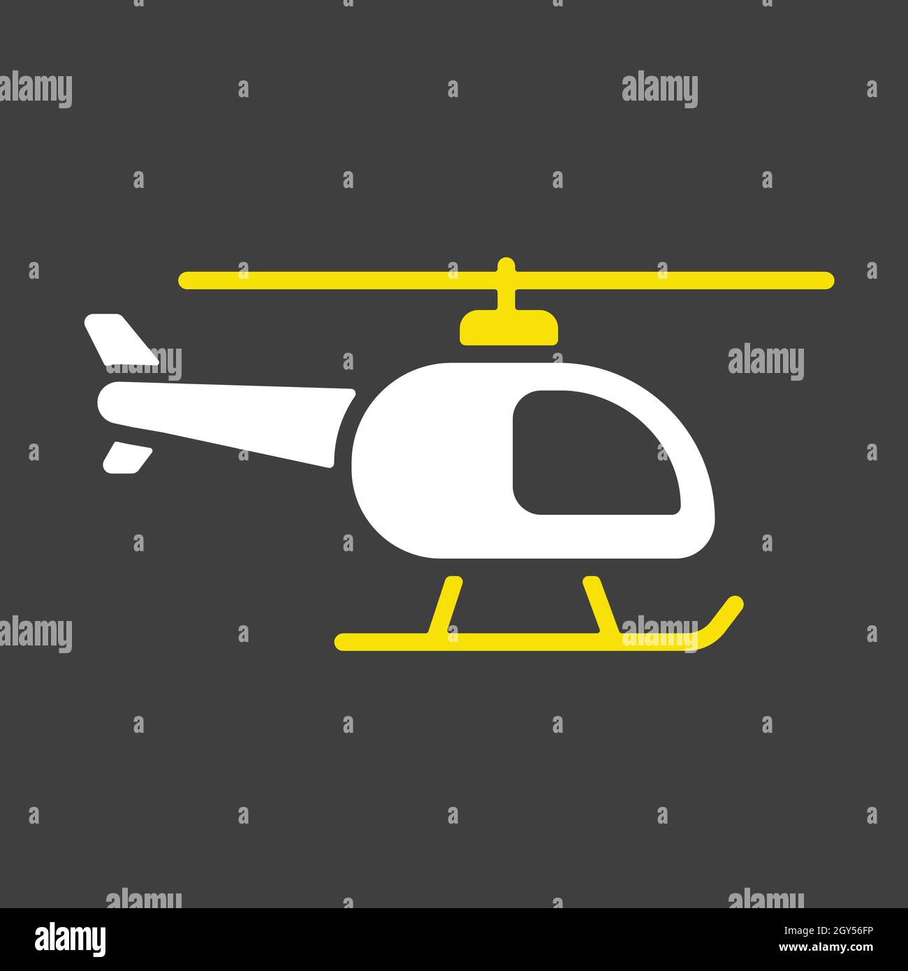 Helicopter flat vector glyph icon on dark background. Graph symbol for ...