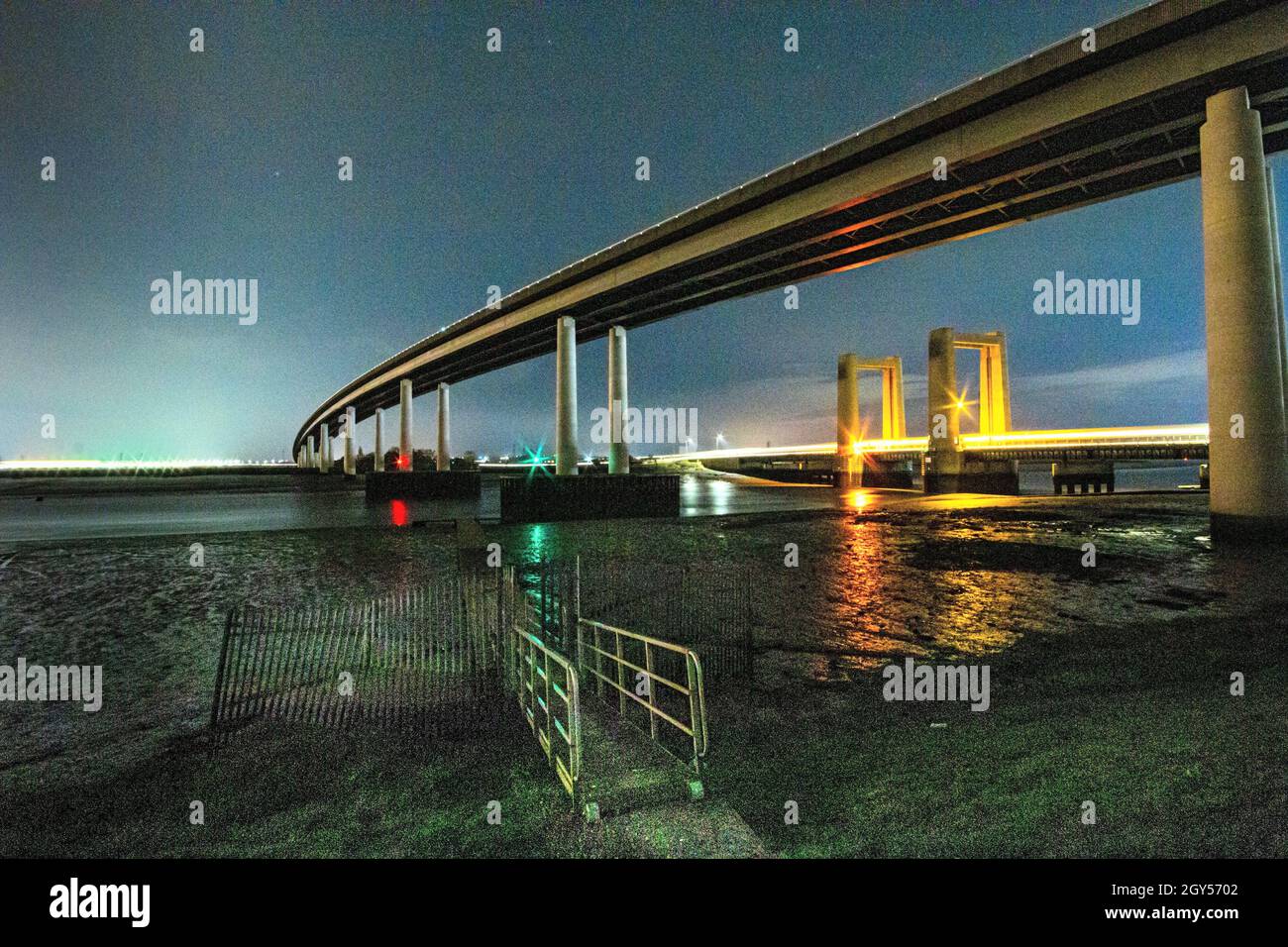 pictures of kingsferry bridge & cross the link from sheerness to mainland Stock Photo