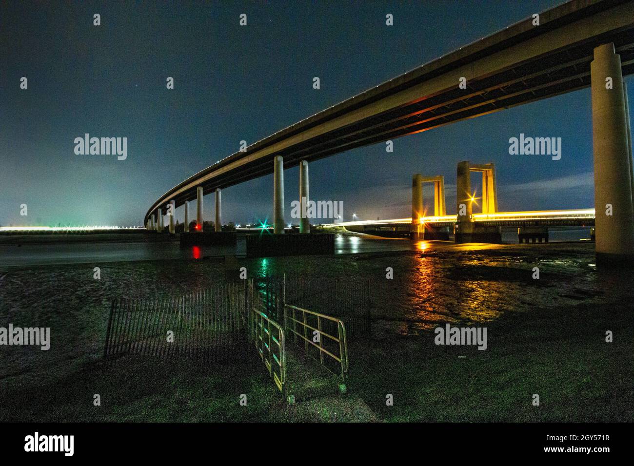 pictures of kingsferry bridge & cross the link from sheerness to mainland Stock Photo