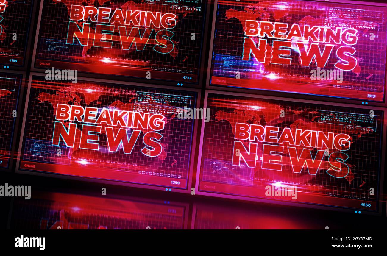 Breaking News On Computer Screen Broadcast Live Media Headline 