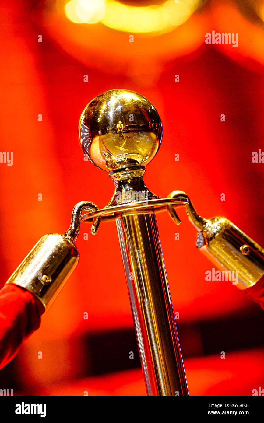 Montreal,Quebec,Canada,October 6 2021.Close-up of a red velvet rope.Mario Beauregard/Alamy News Stock Photo