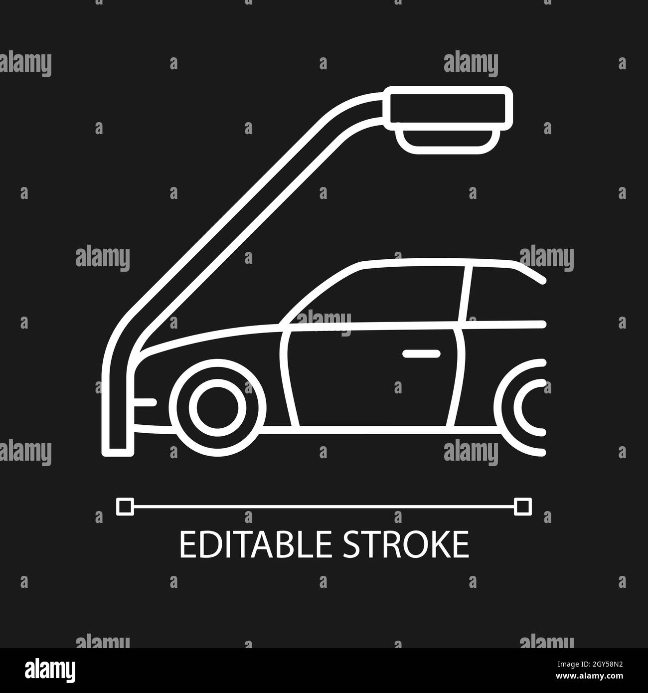 Single-vehicle collision white linear icon for dark theme Stock Vector ...