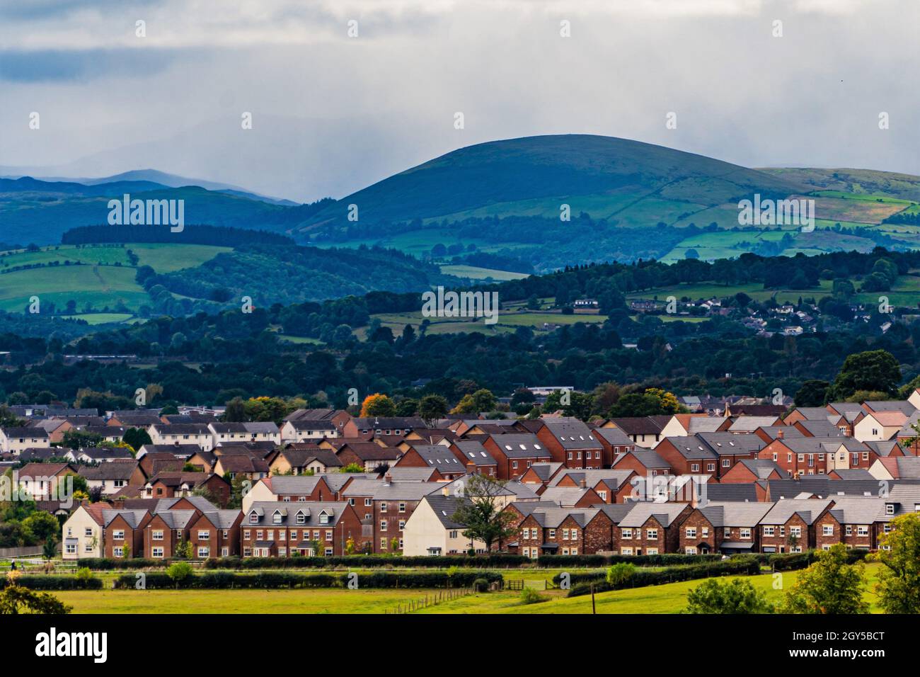 A view overlooking a new housing estate in Penrith, Cumbria, the gate