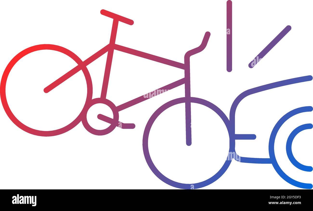 Car collision with cyclist gradient linear vector icon Stock Vector