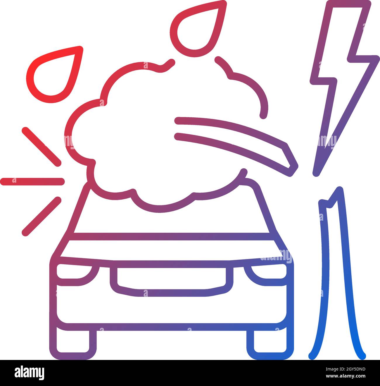 Weather related damage gradient linear vector icon Stock Vector