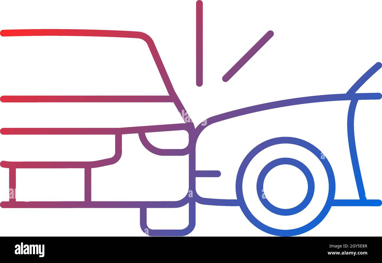 Side collision gradient linear vector icon Stock Vector