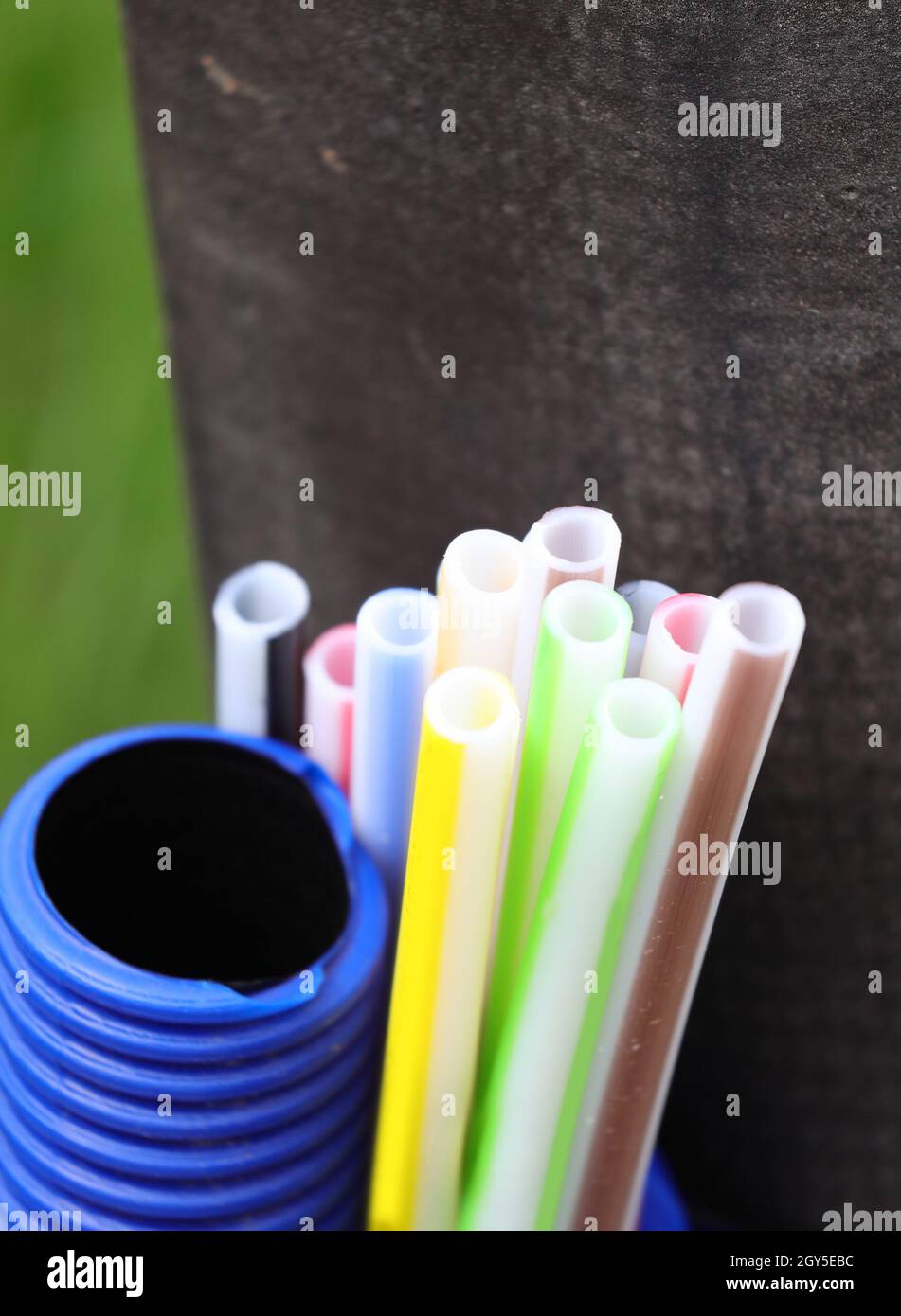 cables and pipes for laying the optical fiber for high-speed internet out  of focus and with space above to insert a custom writing Stock Photo - Alamy