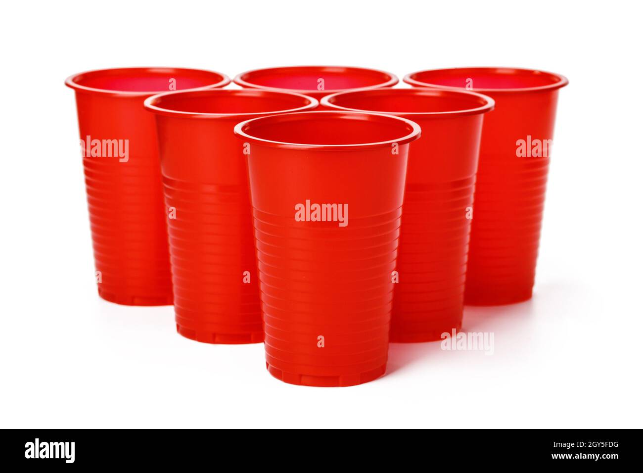 Colored disposable cups for drinks isolated on white Stock Photo