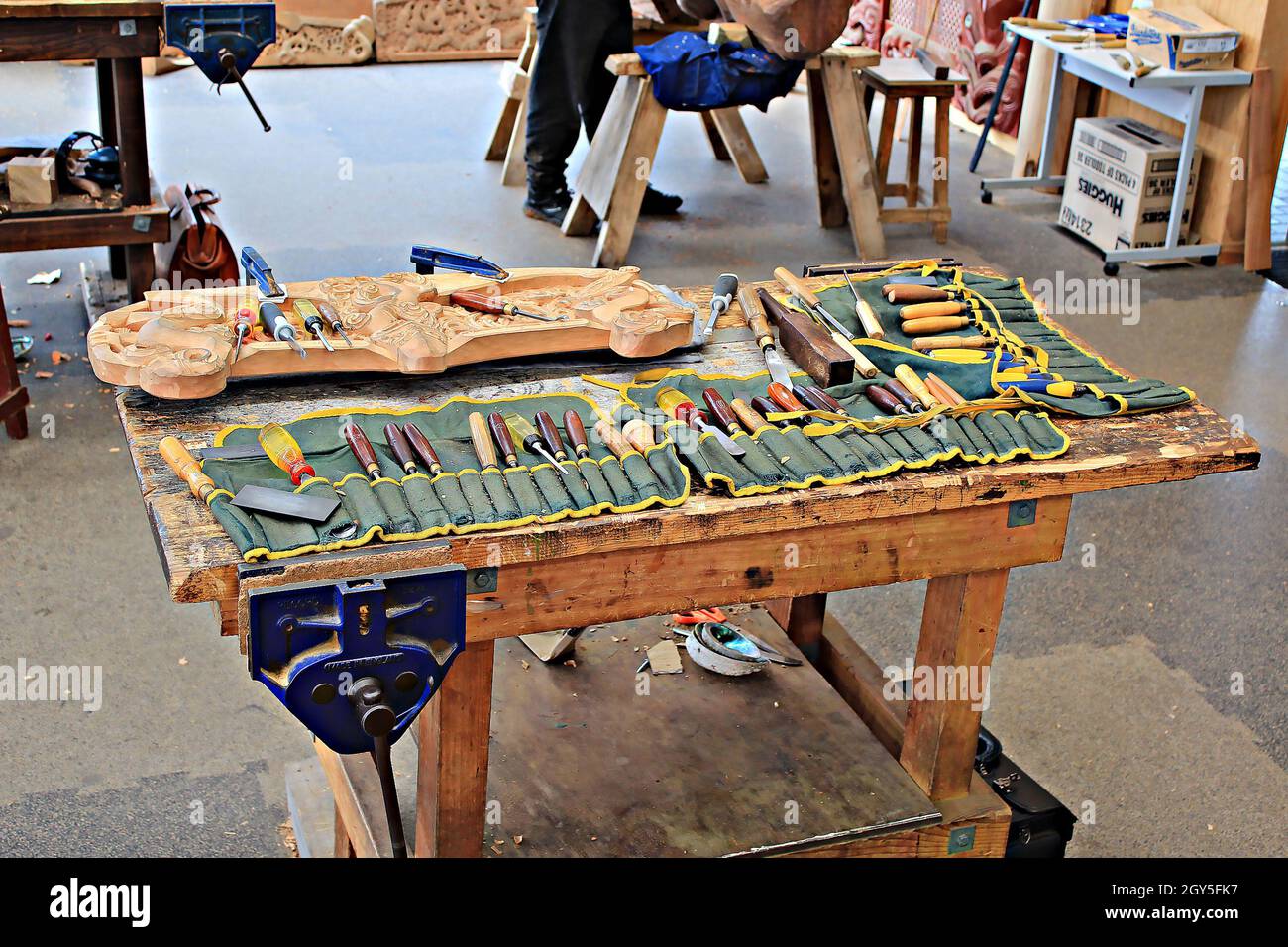 woodcarving tools.wood craftsmanship Stock Photo Alamy