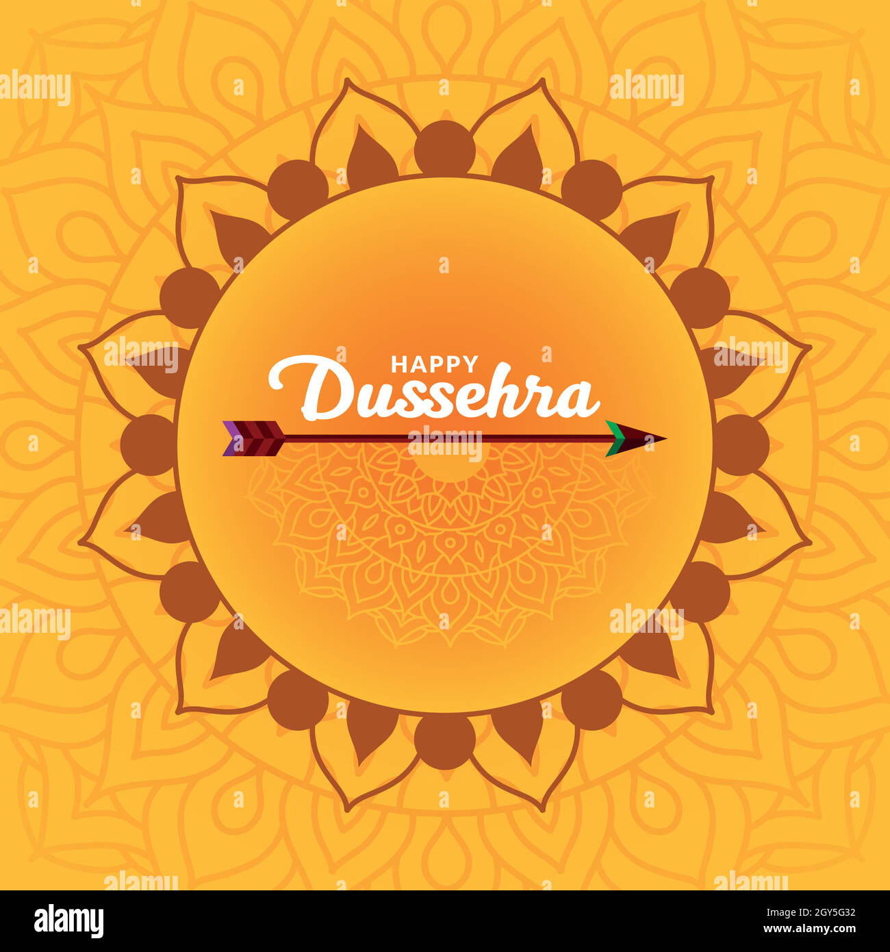 Happy dussehra arrow on yellow mandala background design, indian festival  theme Vector illustration Stock Vector Image & Art - Alamy