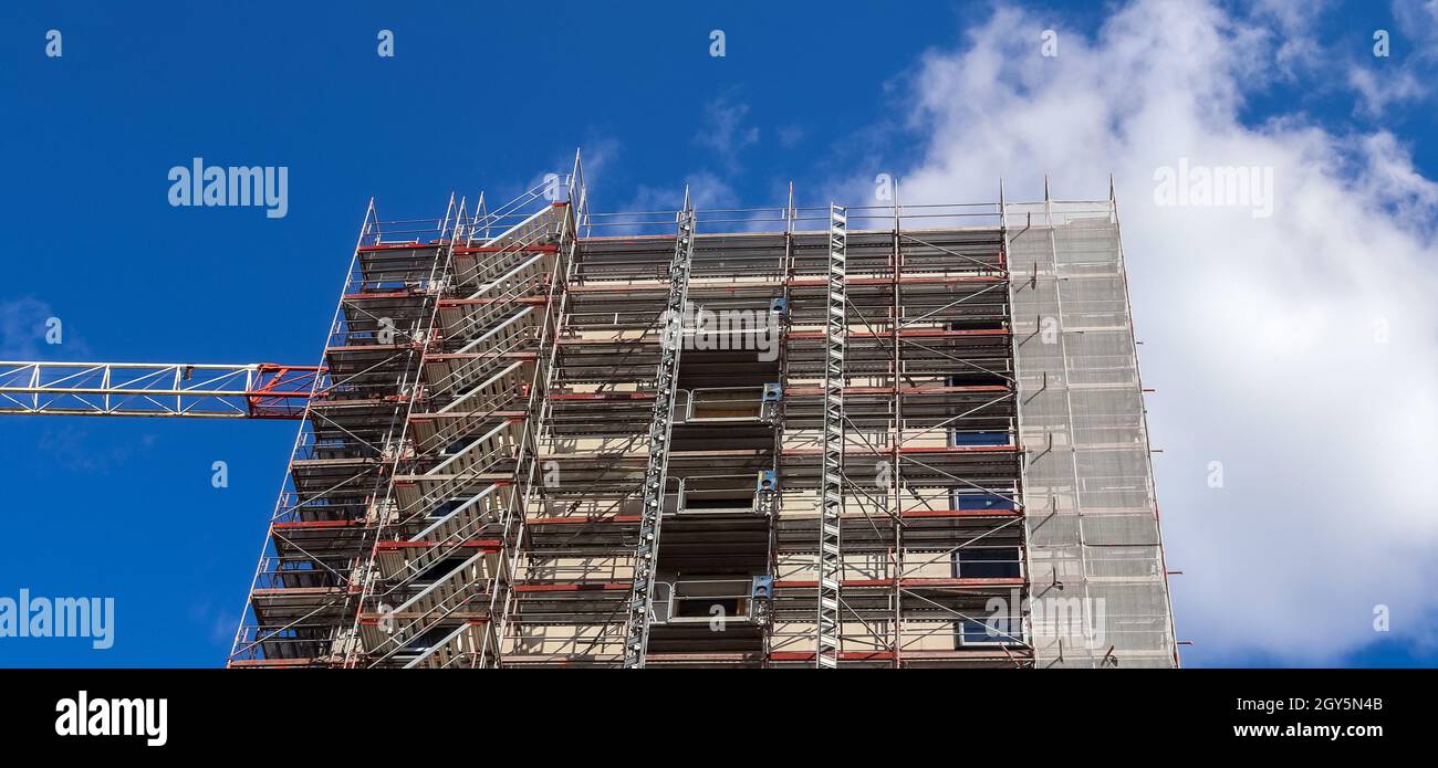 Construction site during progress found in german towns. Stock Photo