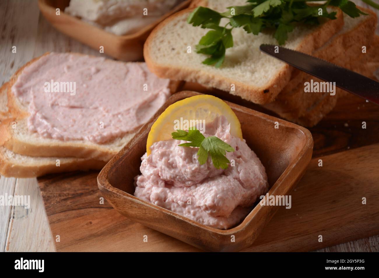 Taramosalata Greek spread Paste (pate) made of ground fish, shrimps, and caviar, served with