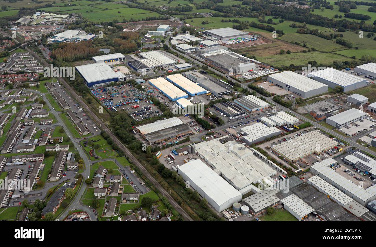 aerial view of Winsford Industrial Estate from the south west, Cheshire Stock Photo