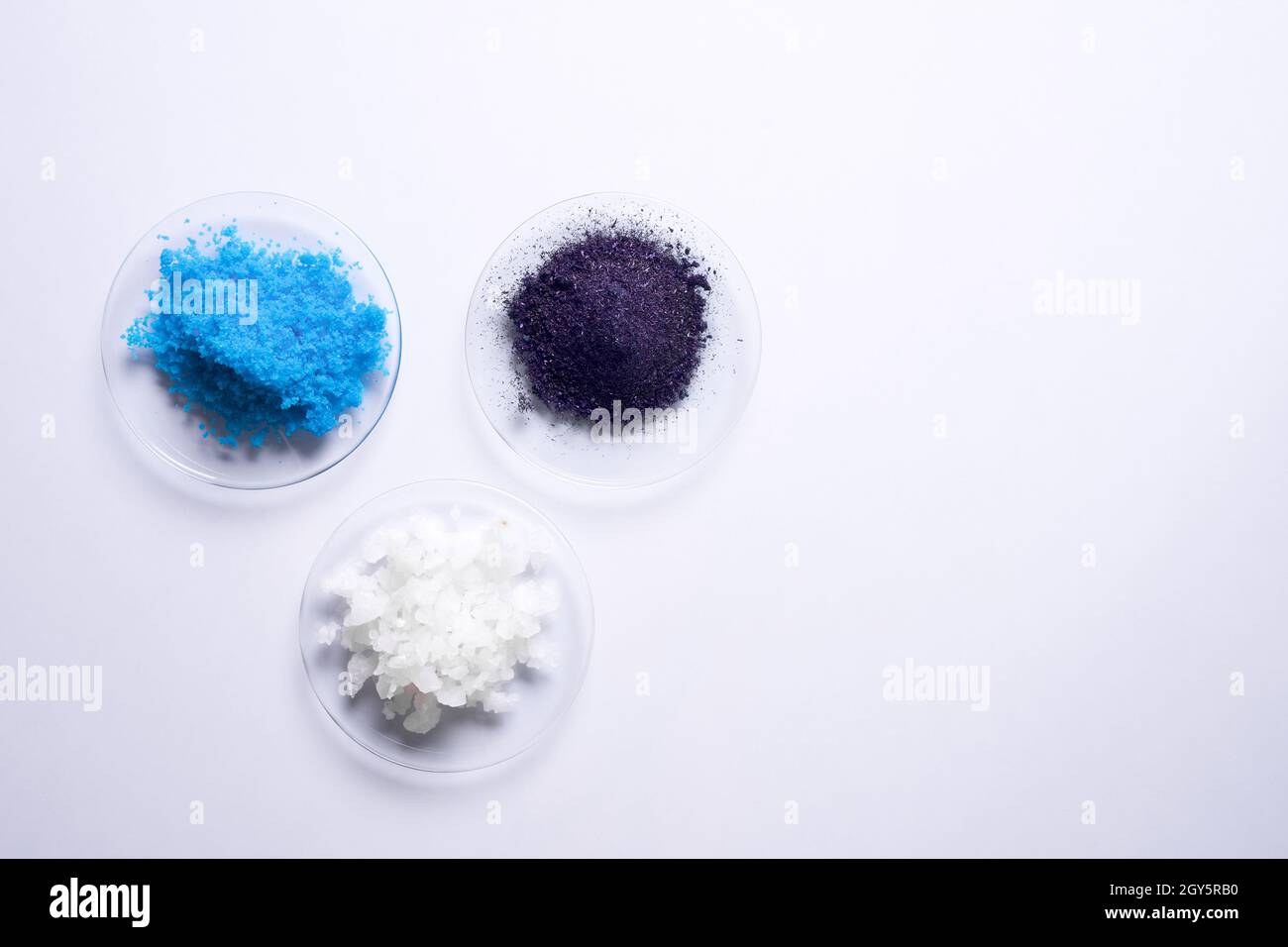 Cosmetic chemicals ingredient on laboratory table. Copper(II) sulfate