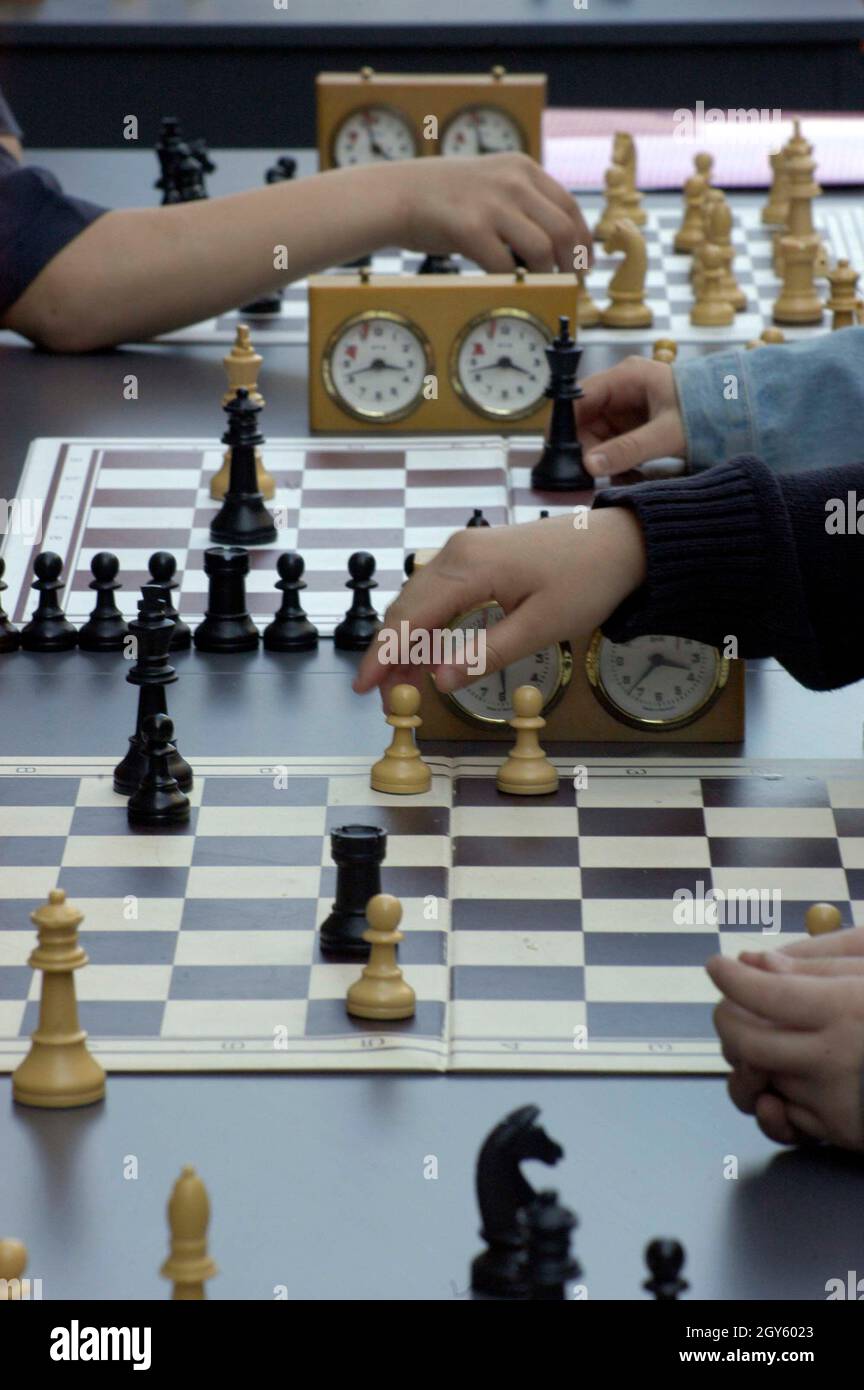 playing a game of chess, a strategic board game for two players Stock