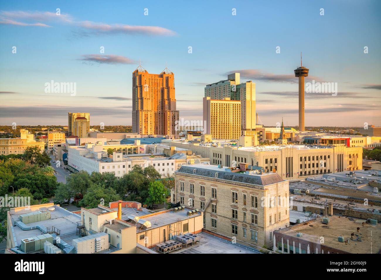 Top view of downtown San Antonio in Texas USA Stock Photo