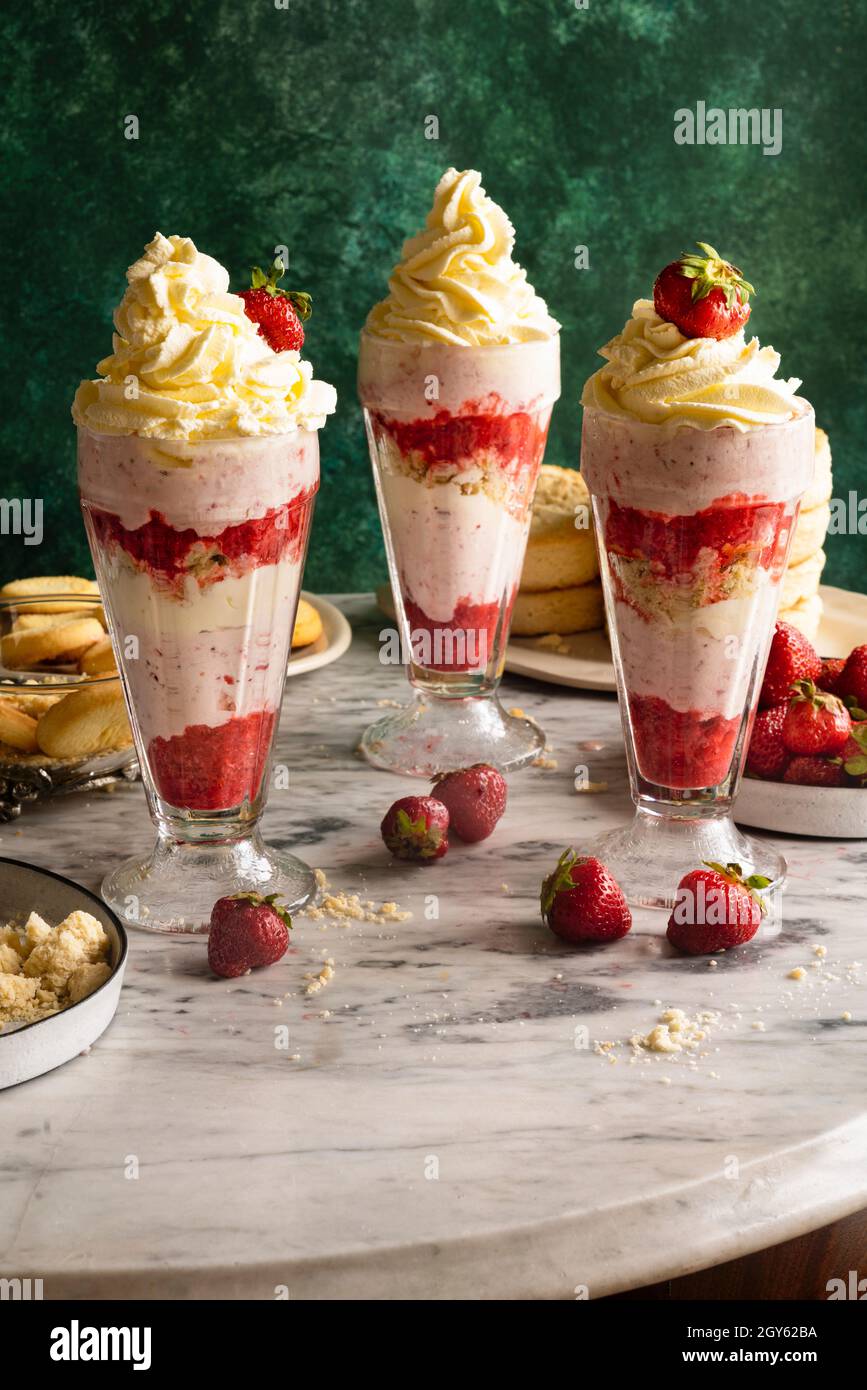 Strawberry Shortcake Ice Cream Sundae Stock Photo Alamy