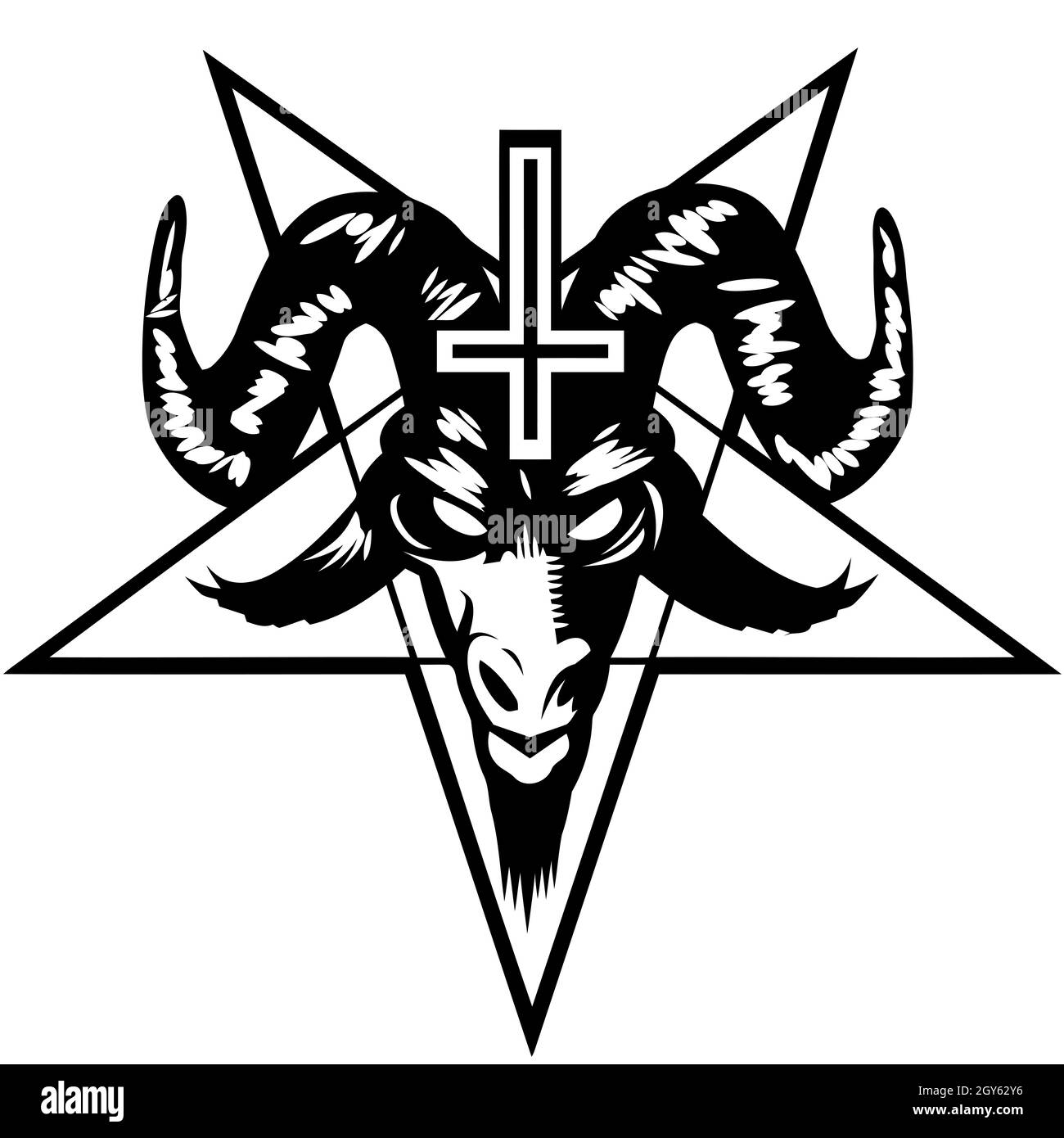 Baphomet pentagram satan occult devil  paganism illustration Stock Photo