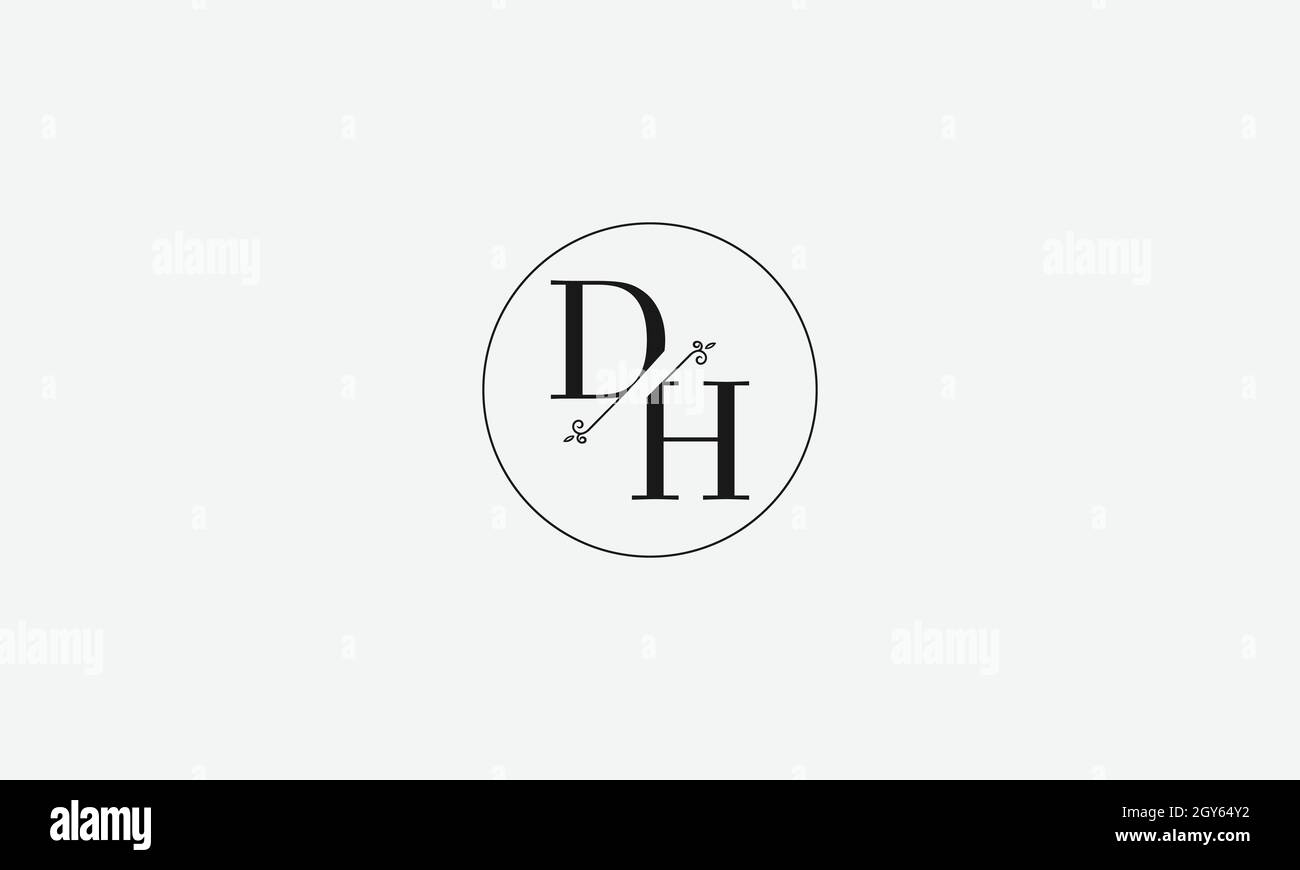 LETTERS DH LOGO DESIGN WITH NEGATIVE SPACE EFFECT FOR ILLUSTRATION USE Stock Vector