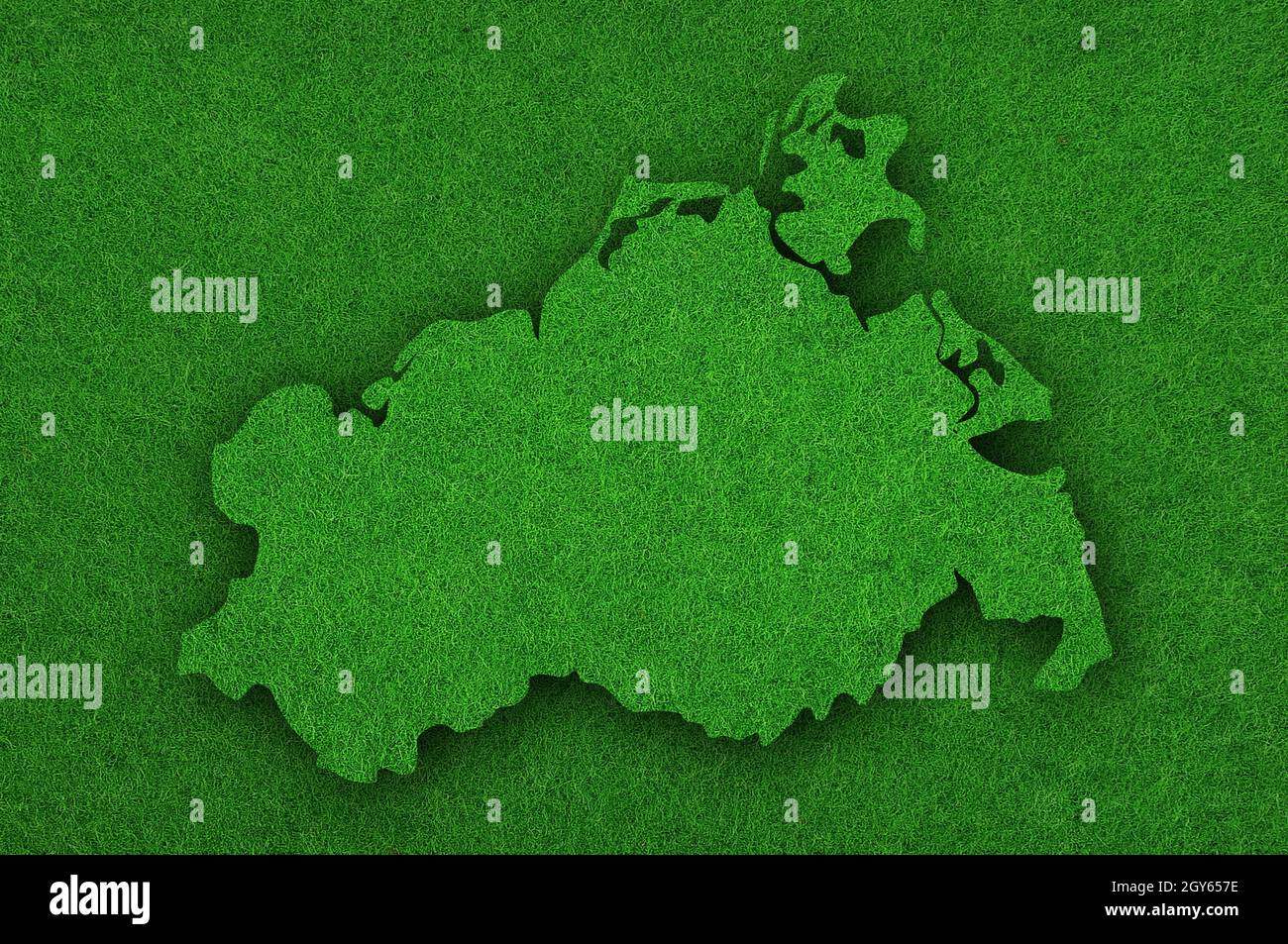 Map of Mecklenburg-Vorpommern on green felt Stock Photo