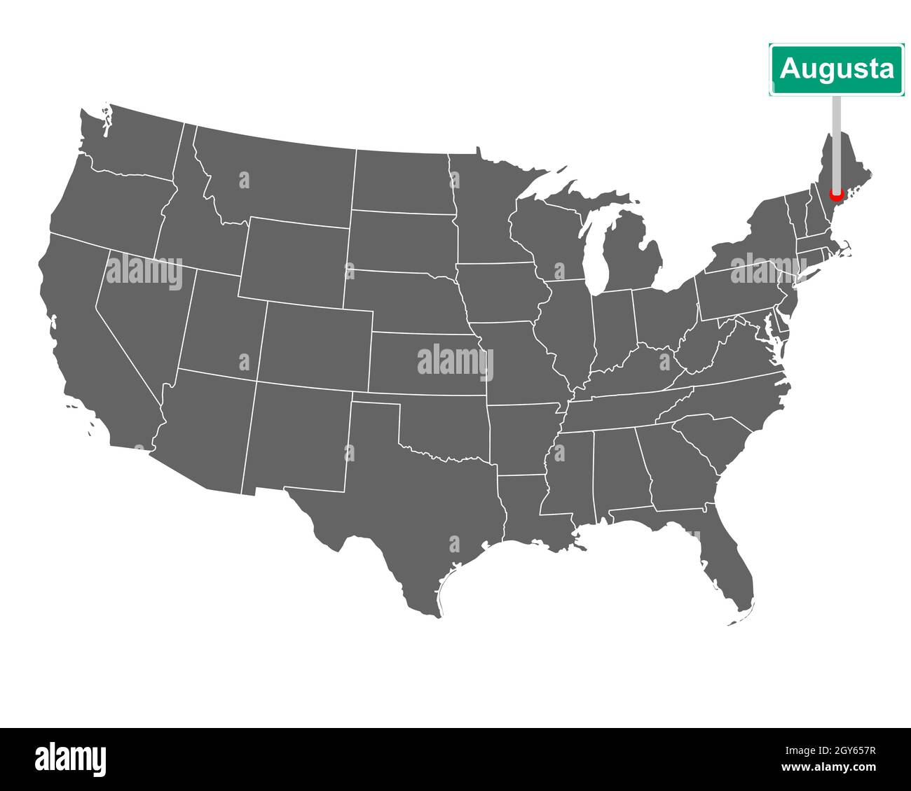 Augusta city limit sign and map of USA Stock Photo
