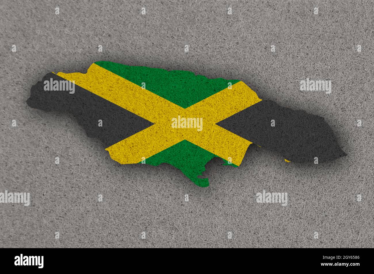 Map and flag of Jamaica on felt Stock Photo - Alamy