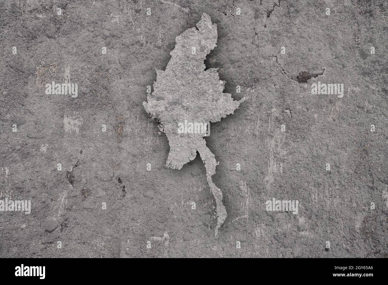 Map of Myanmar on weathered concrete Stock Photo - Alamy