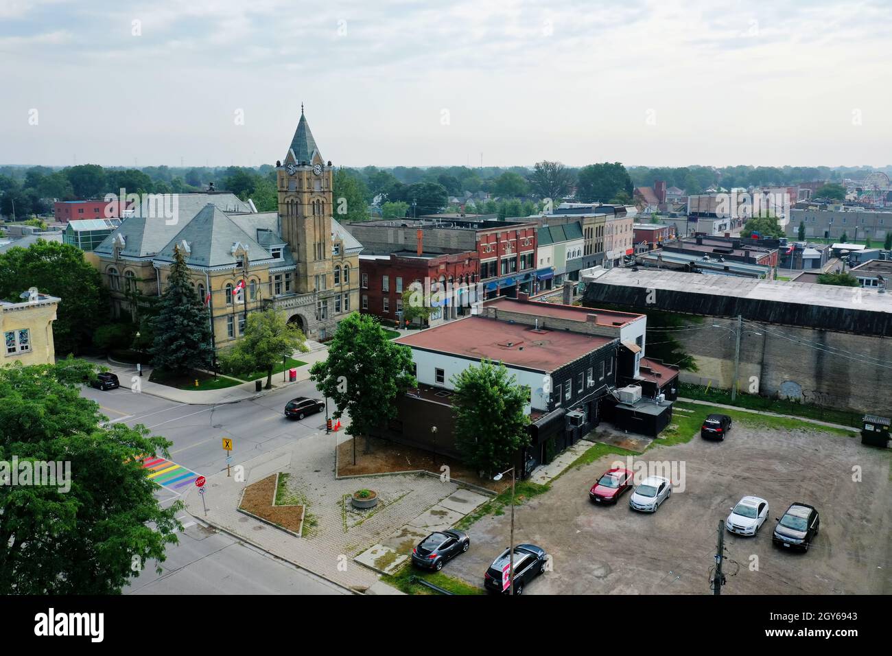 An aerial of St Thomas, Ontario, Canada downtown Stock Photo Alamy