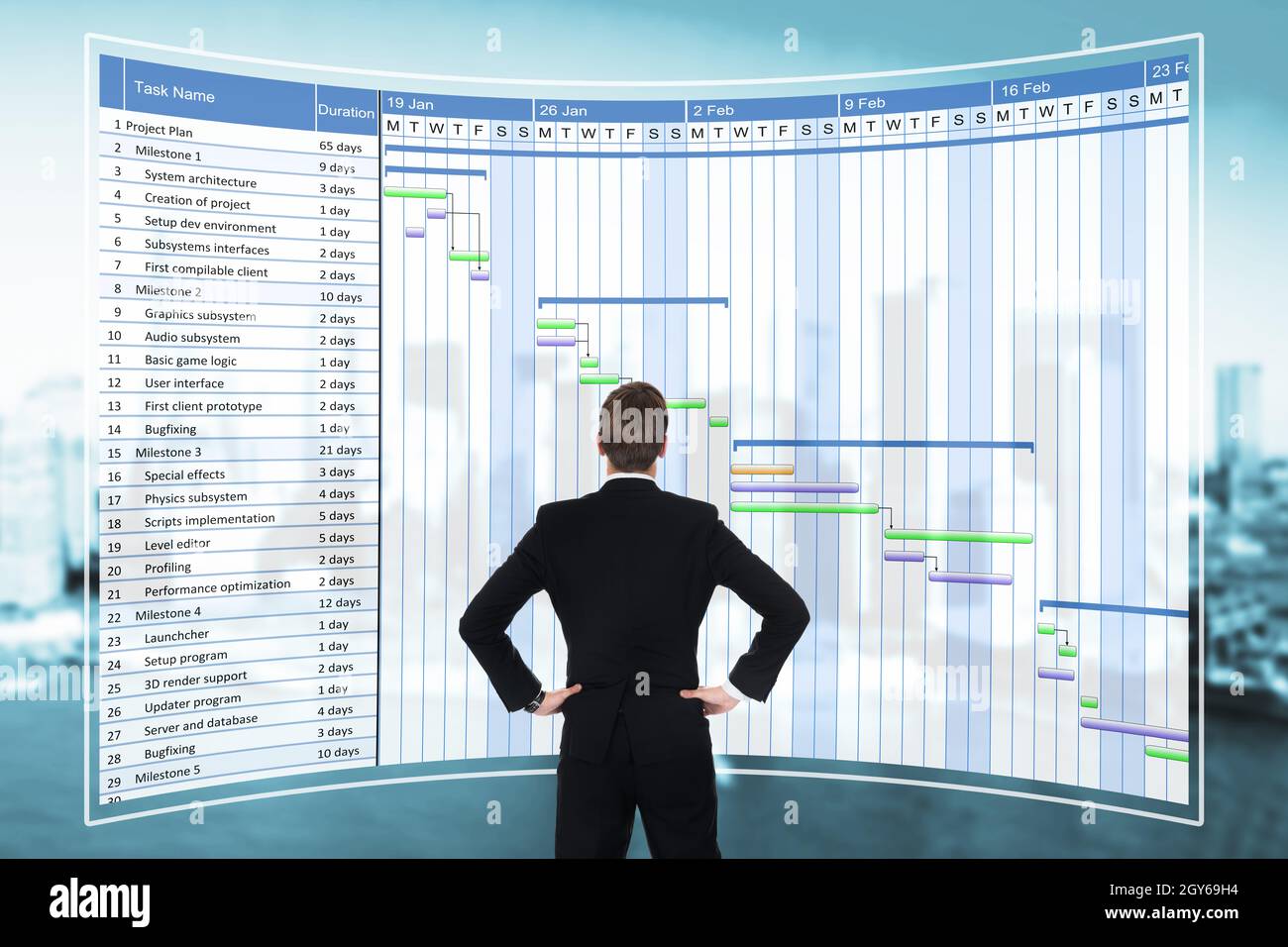 Checking Digital Gantt Agenda Schedule Calendar Reports Stock Photo - Alamy