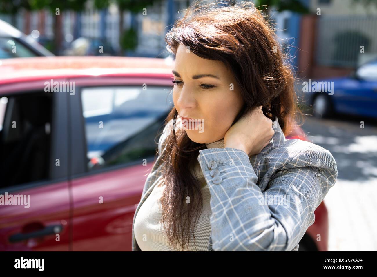 Whiplash Injury In Car Accident. Damaged Auto Stock Photo Alamy