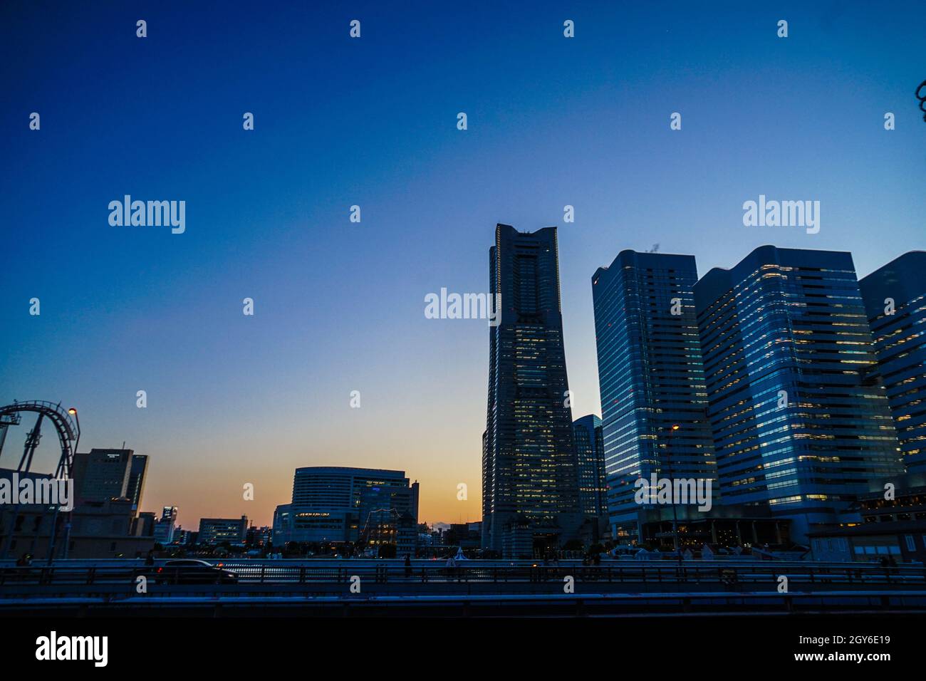 Yokohama Minato Mirai of the city and sunset. Shooting Location: Yokohama-city kanagawa prefecture Stock Photo