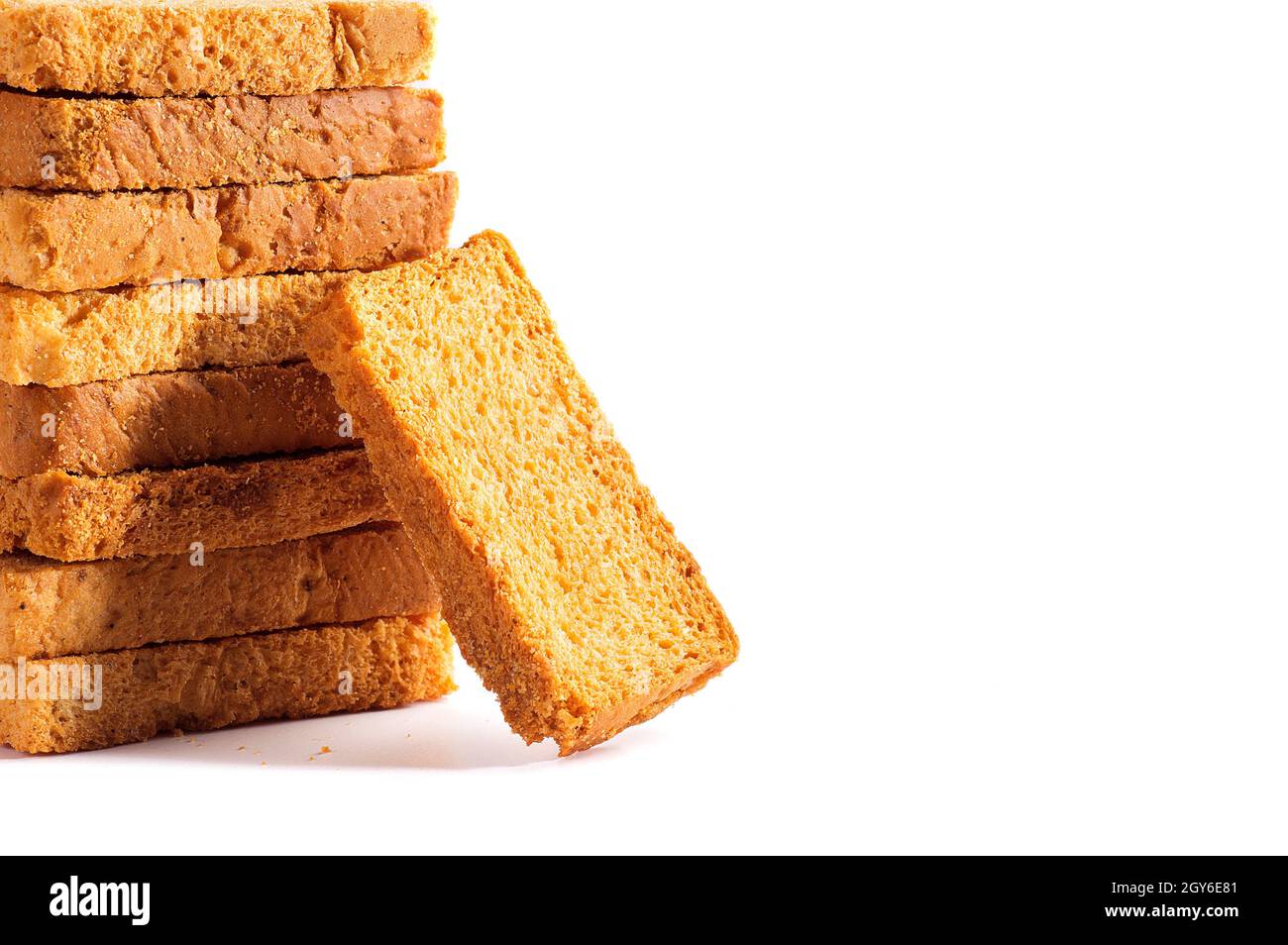 Rusk or toasts on a white background Stock Photo - Alamy