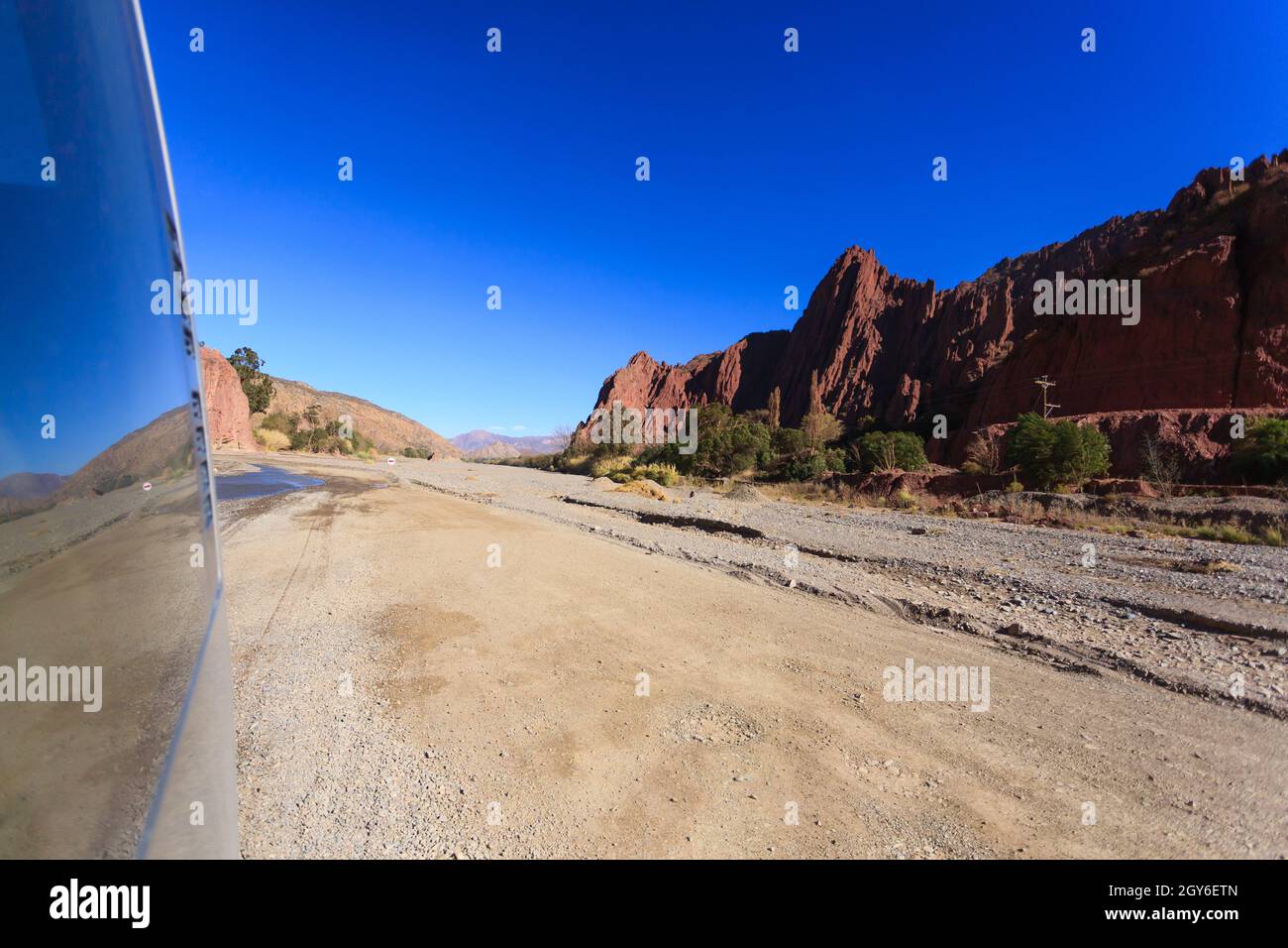 Bolivian dirt road view near Tupiza,Bolivia.Quebrada de Palmira area.Bolivian landscape Stock Photo
