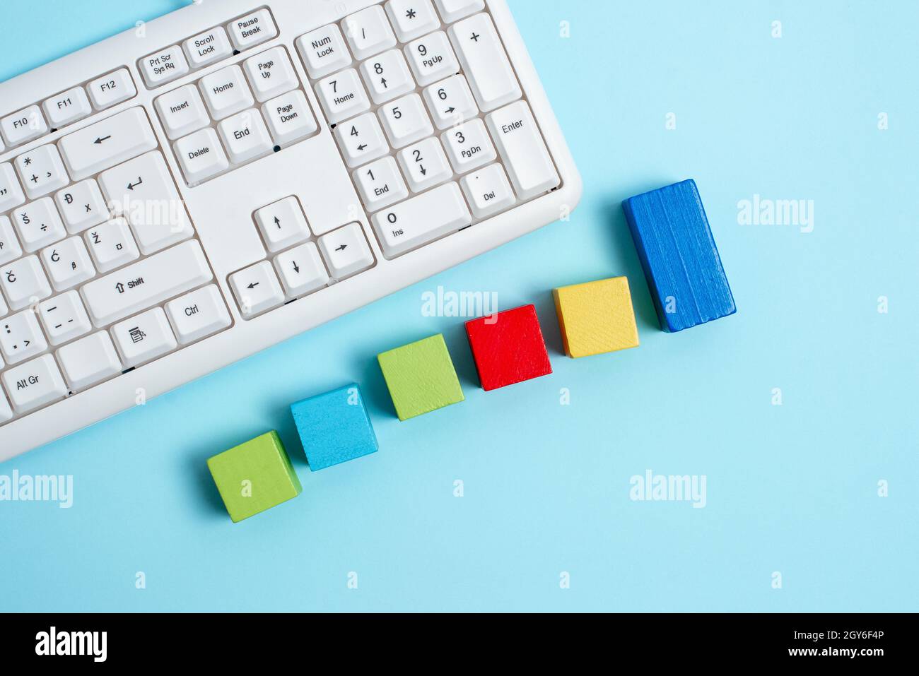 Stack of Sample Cube Rectangular Boxes On Surface Polished With Multi-Colour Stock Photo