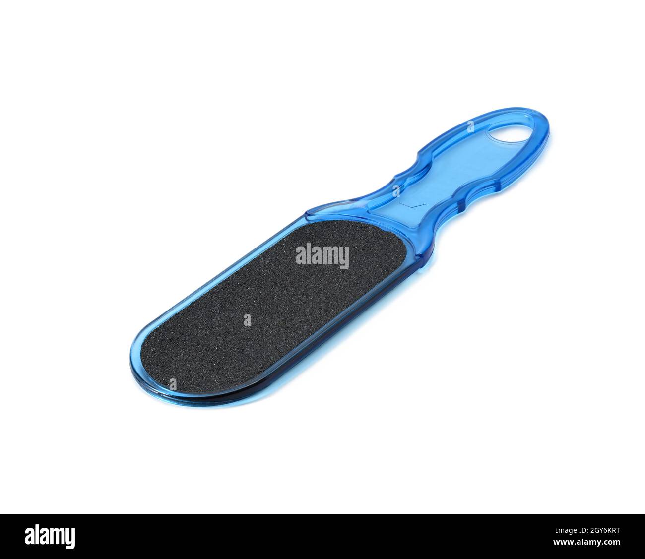 blue plastic pedicure file isolated on white background, close up Stock Photo