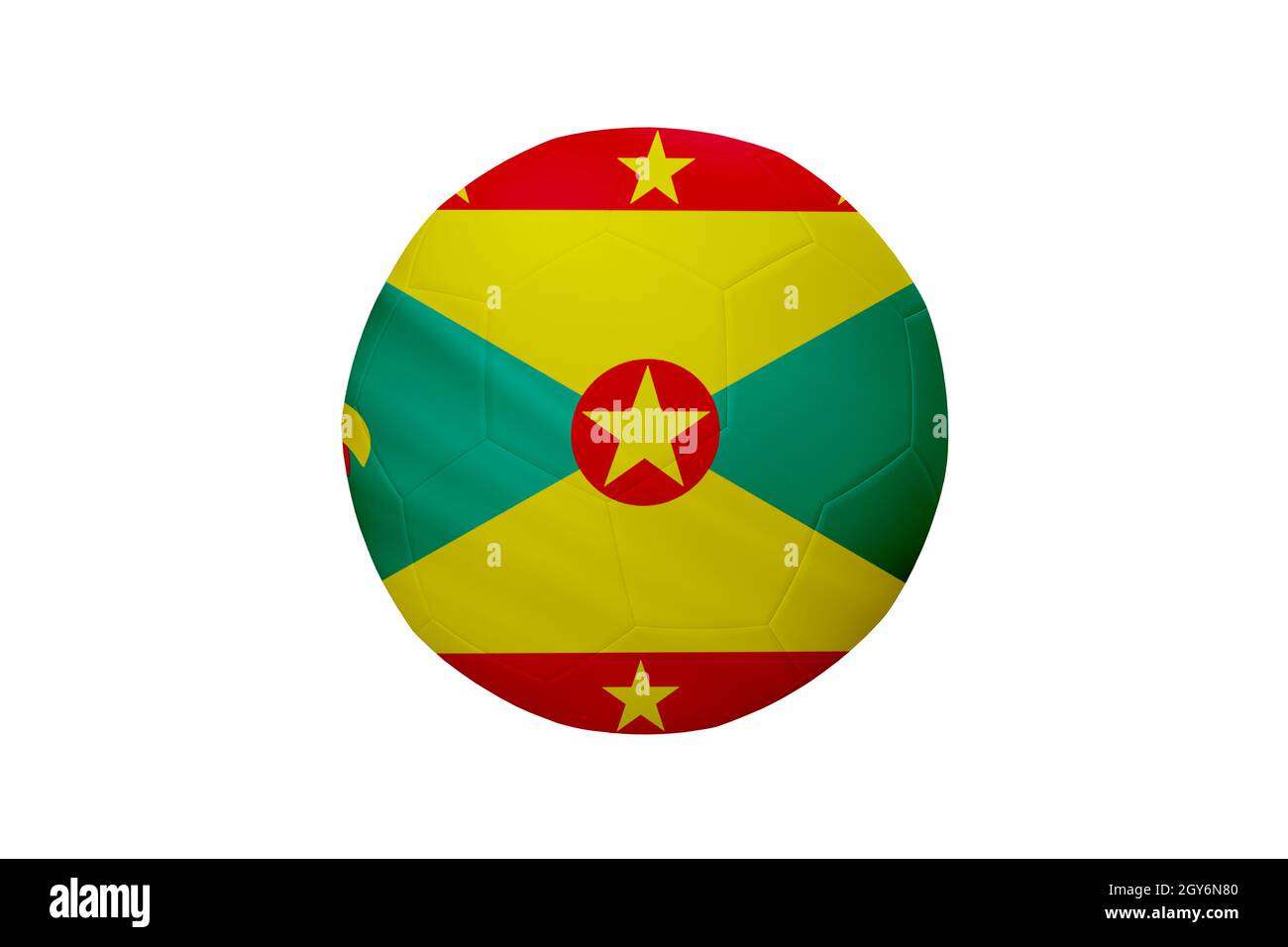 Football in the colors of the Grenada flag isolated on white background. In a conceptual championship image supporting Grenada. Stock Photo